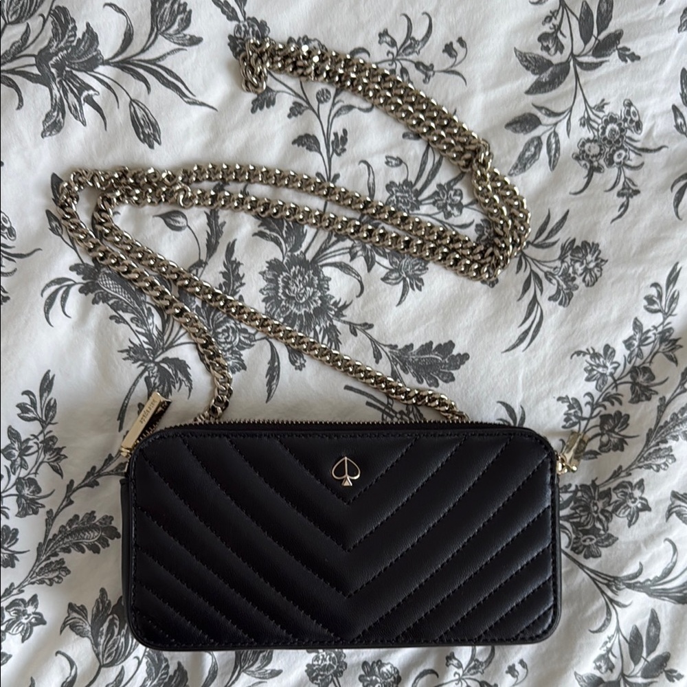Kate Spade Black and Silver Quilted Crossbody Bag